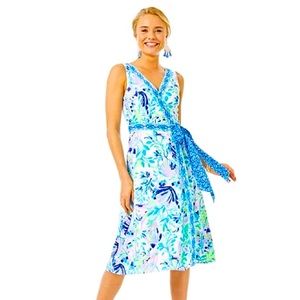 Lilly Pulitzer Shalyee Stretch MIDI Wrap dress in size 10